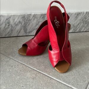 Bos. & Co. Red Leather Slingback Heels - NNT - Size 38